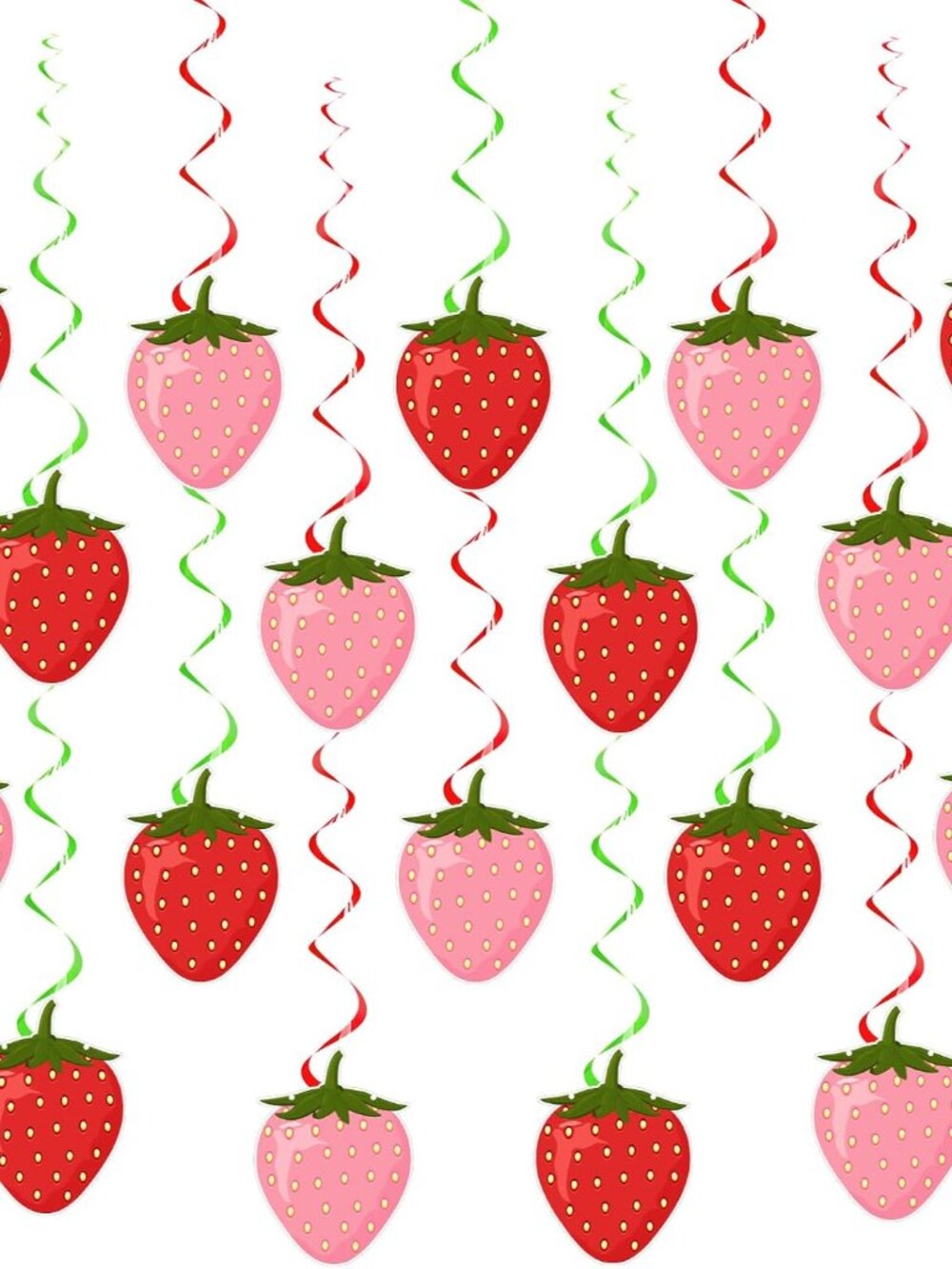 36 Pcs Strawberry Birthday Party Hanging Swirls Cutouts Baby Shower